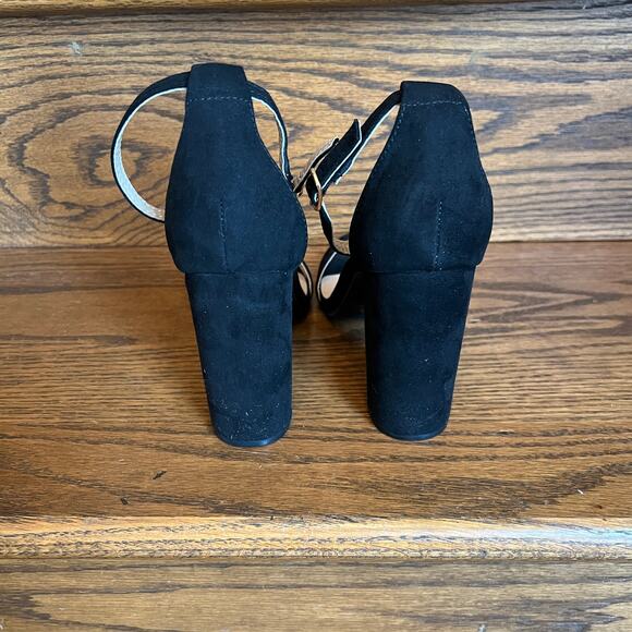 NWT Dream Pairs Black Suede Hi-Chunk High Heel Pump Sandals - SIZE 8 - Picture 7 of 13